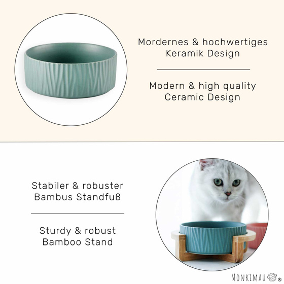 Hundenapf und Katzennapf aus Keramik grn 650 ml