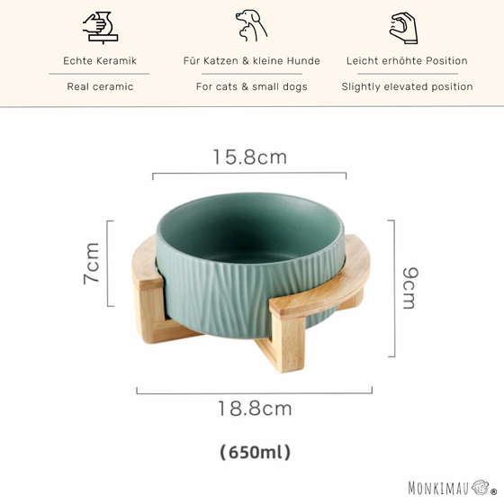 Hundenapf und Katzennapf aus Keramik grn 650 ml