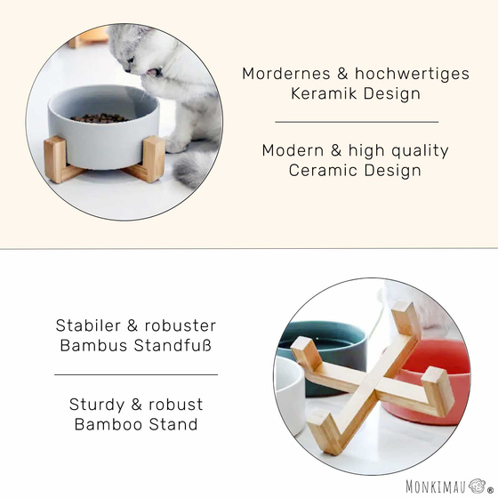 Hundenapf und Katzennapf aus Keramik pink 850ml