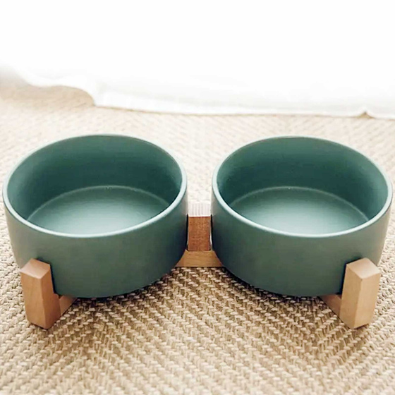 Doppel Hundenapf und Katzennapf aus Keramik grn 2 x 850ml