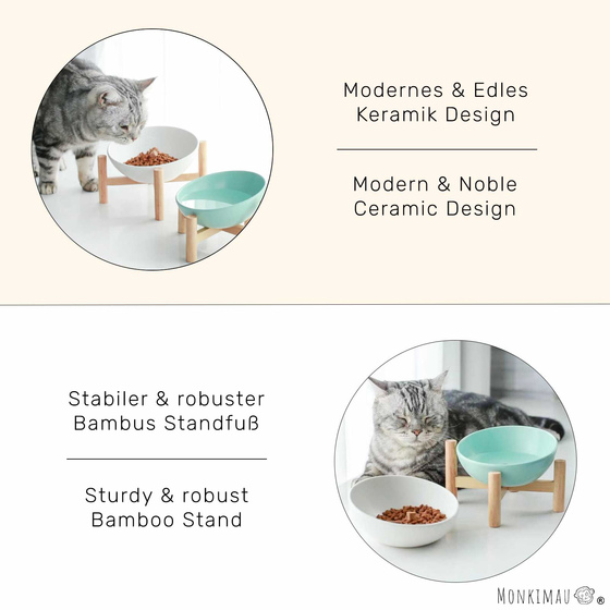 Hundenapf und Katzennapf aus Keramik blau 300ml