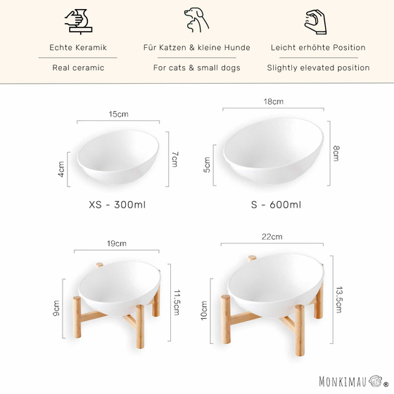 Hundenapf und Katzennapf aus Keramik wei� 600ml