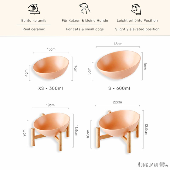 Hundenapf und Katzennapf aus Keramik pink 600ml