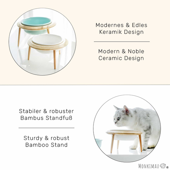 Hundenapf und Katzennapf aus Keramik wei 480ml