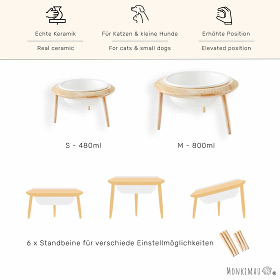 Hundenapf und Katzennapf aus Keramik wei 480ml