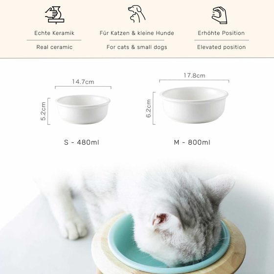 Hundenapf und Katzennapf aus Keramik wei 480ml
