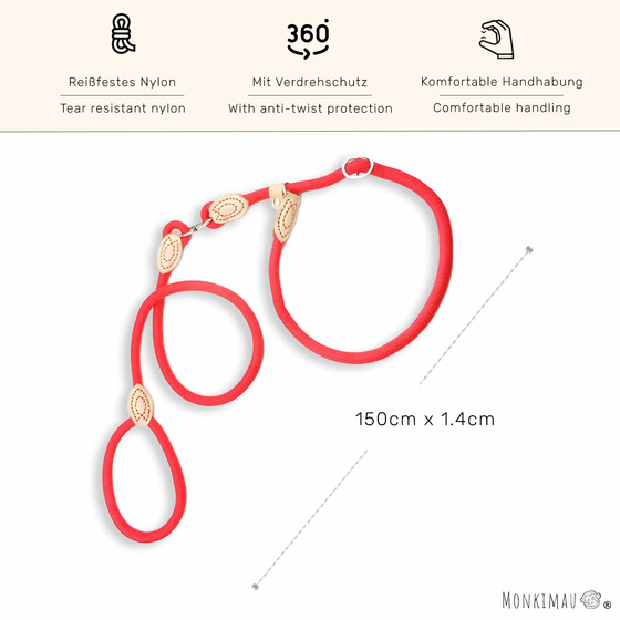 Hundeleine mit Zugstopp Halsband fr groe Hunde rot