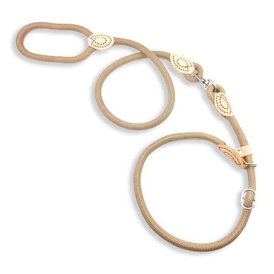 Hundeleine mit Zugstopp Halsband fr groe Hunde beige