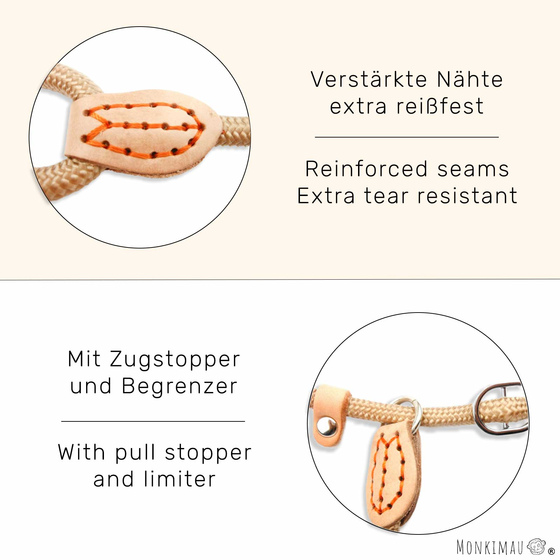 Hundeleine mit Zugstopp Halsband fr groe Hunde beige