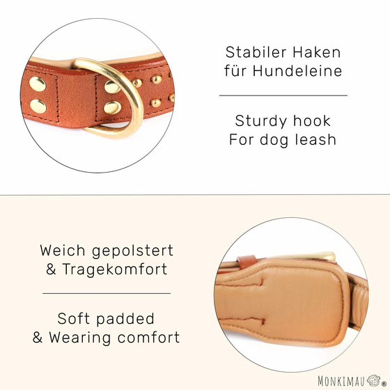 Hundehalsband aus Leder braun mit Nieten S