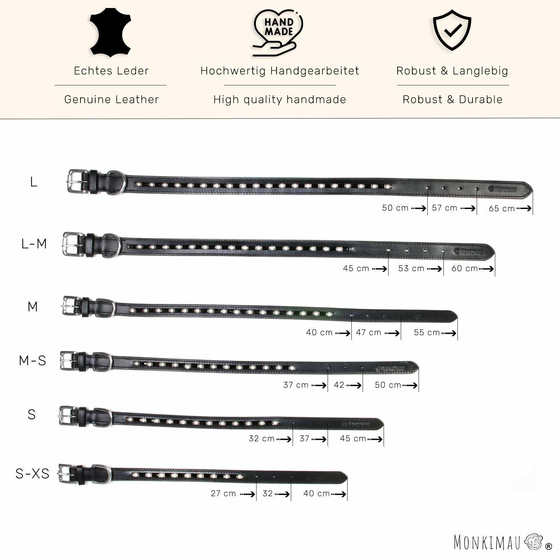Hundehalsband aus Leder schwarz mit glitzer Kristallen M-S