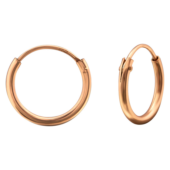 Auf dem Bild zu sehen sind Damen Ohrringe Creolen aus 925 Sterling Silver echt Silber mit rose-gold plattiert Durchmesser 12mm