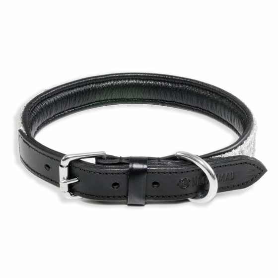 Hundehalsband aus Leder schwarz mit weien Pailletten S-XS