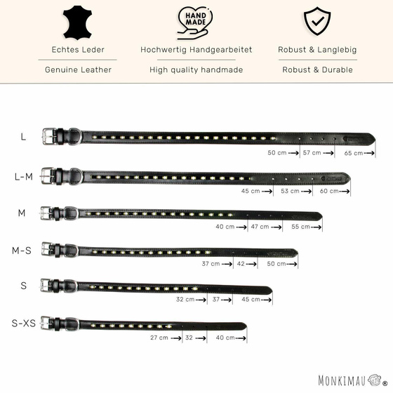 Halsband fr Hunde aus Leder schwarz mit glitzer Kristallen S-XS