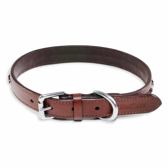 Halsband f�r Hunde aus Leder braun mit glitzer Kristallen M-S