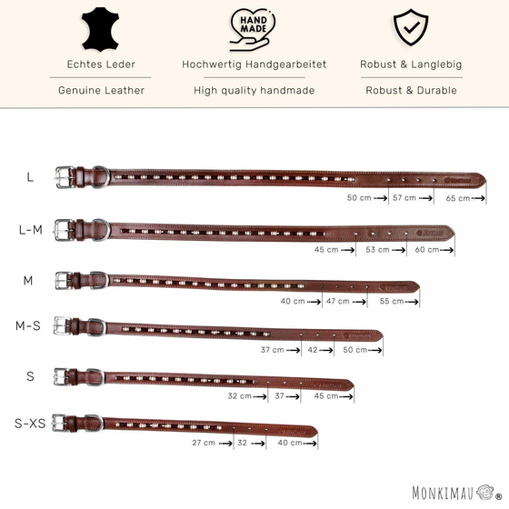 Halsband f�r Hunde aus Leder braun mit glitzer Kristallen M-S