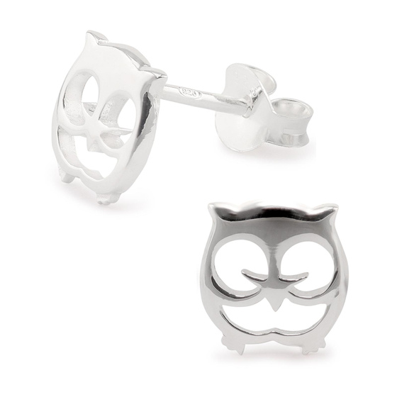 Auf dem Bild zu sehen sind Damen Ohrringe Eule Ohrstecker aus 925 Sterling Silver echt Silber