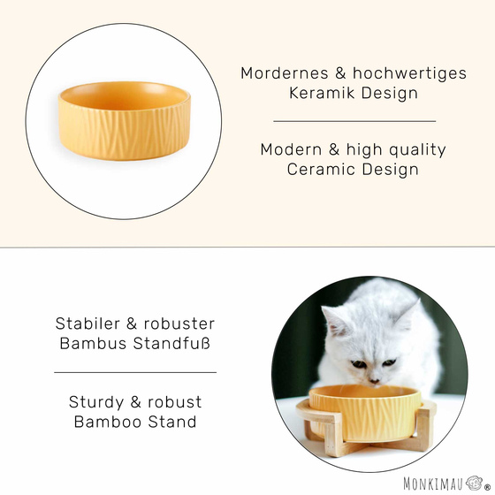Hundenapf aus Keramik mit Bambusstnder - auch fr Katzen