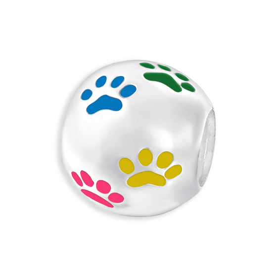 Auf dem Bild zu sehen sind Pfoten Kugel Charm Anhnger aus 925 Silber