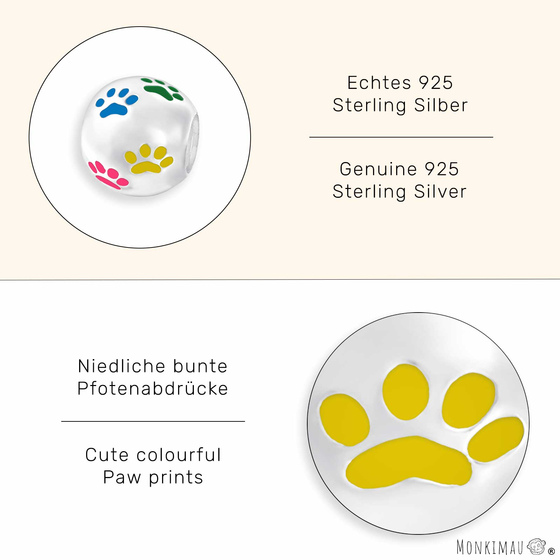Pfoten Kugel Charm Anhnger aus 925 Silber