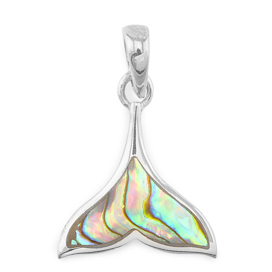 Auf dem Bild zu sehen ist ein Damen Anhnger mit einer Wal Flosse aus 925 Sterling Silver echt Silber mit Perlmutt