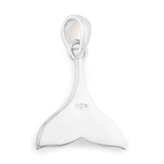 Das Bild mit Beschreibung zeigt ein Damen Anhnger mit einer Wal Flosse aus 925 Sterling Silver echt Silber mit Perlmutt