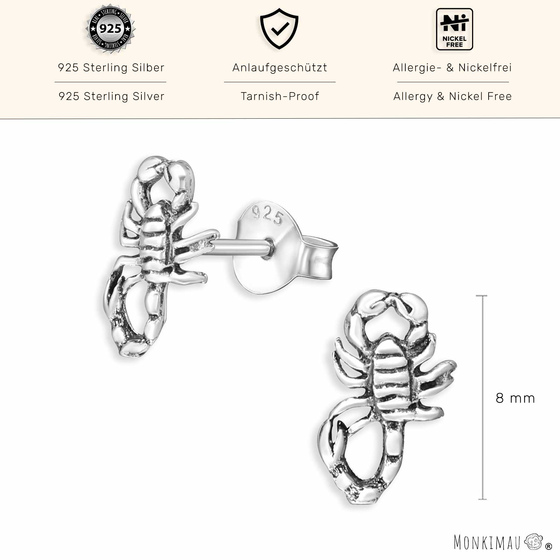 Skorpion Ohrringe aus 925 Silber