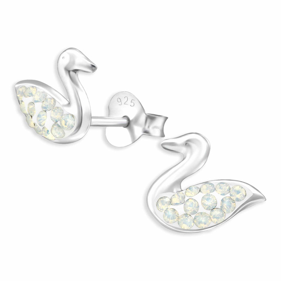 Auf dem Bild zu sehen sind Weier Schwan Ohrringe aus 925 Silber