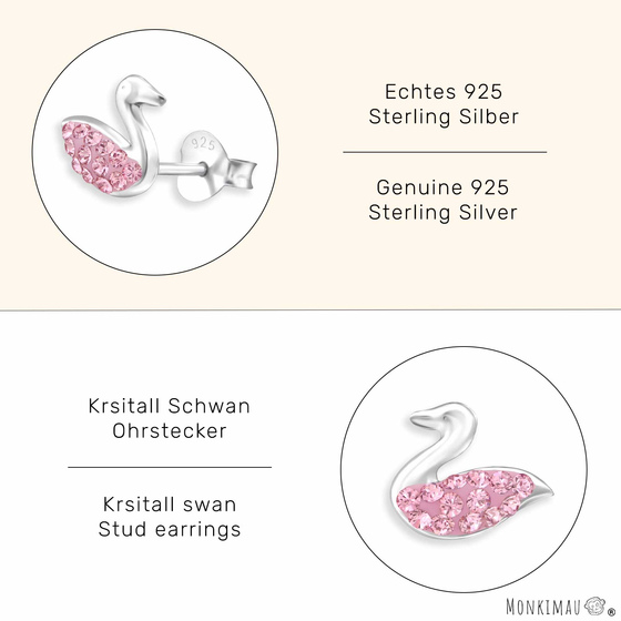 Pinker Schwan Ohrringe aus 925 Silber