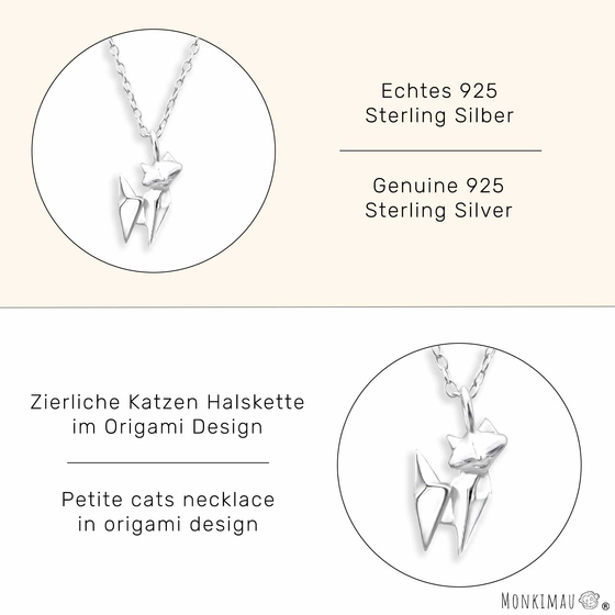 Origami Katzen Halskette aus 925 Silber