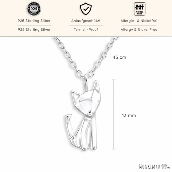 Origami Fuchs Halskette aus 925 Silber