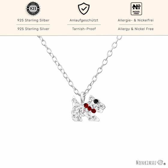 Feine Kinder-Halskette mit Hund und Kristall | 925 Sterling Silber