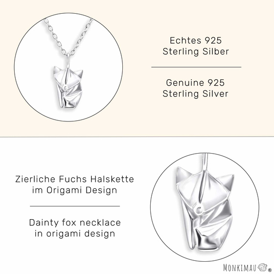 Origami Fuchs Halskette aus 925 Silber