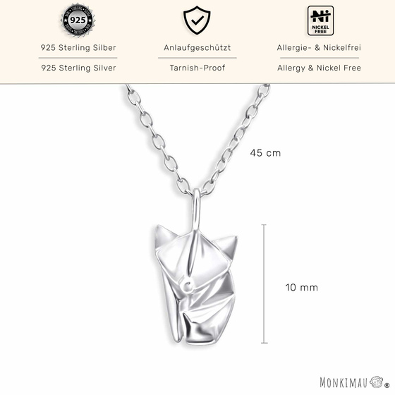 Origami Fuchs Halskette aus 925 Silber