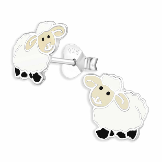 Auf dem Bild zu sehen sind Schaf Ohrringe aus 925 Silber