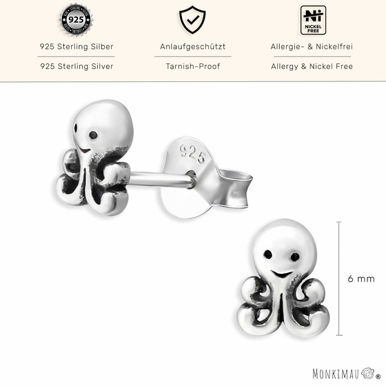 Kraken Ohrringe aus 925 Silber