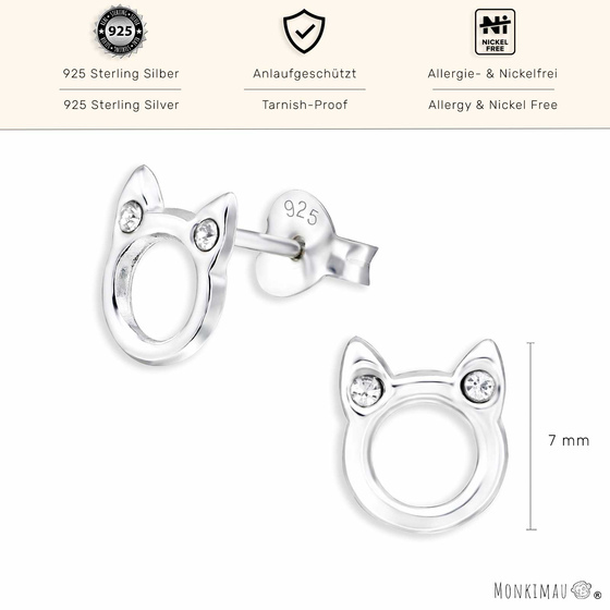 Katzen Ohrringe aus 925 Silber