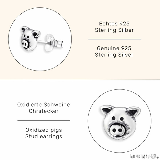 Schweine Ohrringe aus 925 Silber