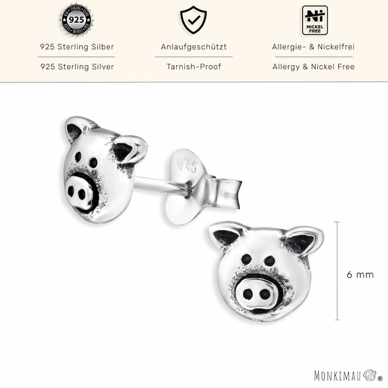 Schweine Ohrringe aus 925 Silber