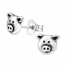 Auf dem Bild zu sehen sind Schweine Ohrringe aus 925 Silber