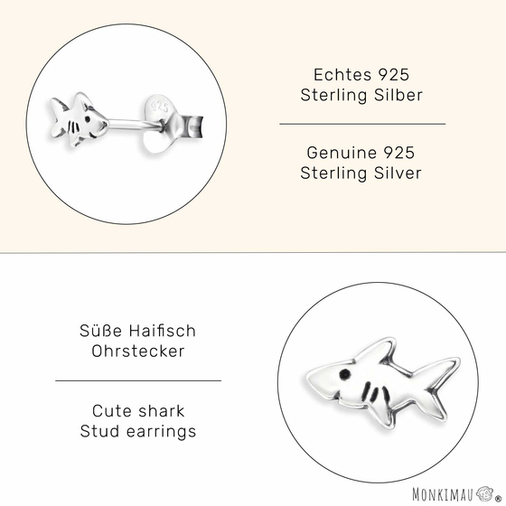 Haifisch Ohrringe aus 925 Silber
