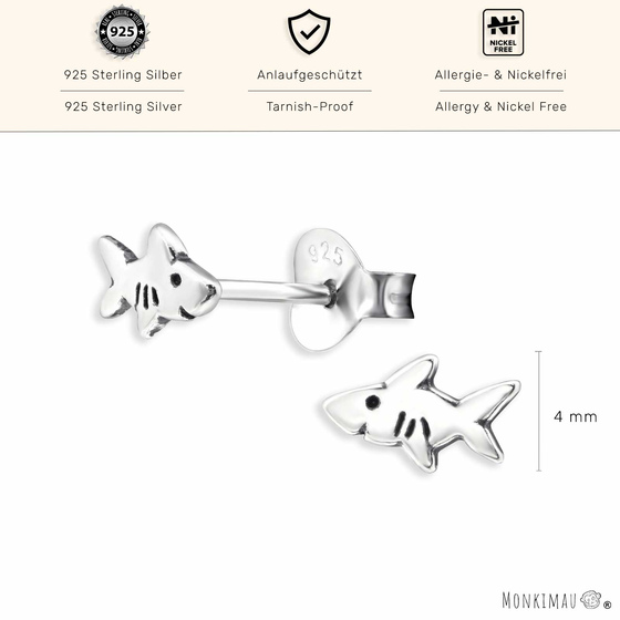 Haifisch Ohrringe aus 925 Silber