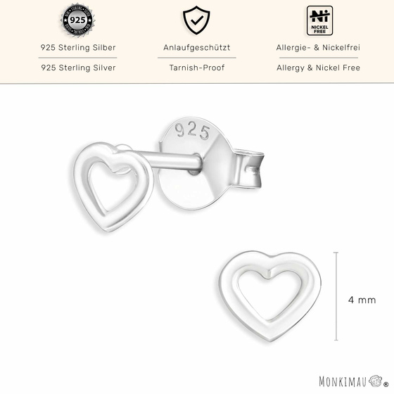 Herz Ohrringe aus 925 Silber