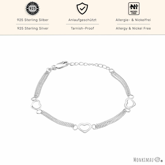 Elegantes Herzarmband aus 925 Sterling Silber
