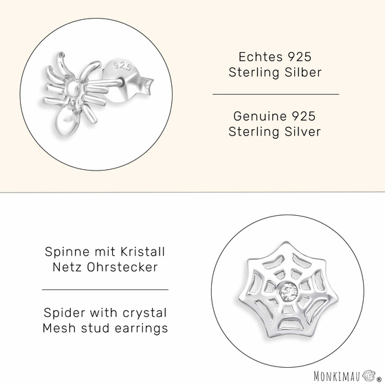 Spinne mit Spinnennetz Ohrringe aus 925 Silber