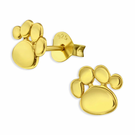 Auf dem Bild zu sehen sind Pfoten Ohrringe aus 925 Silber Gold plattiert