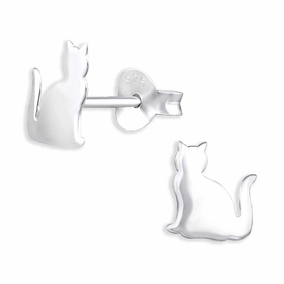 Auf dem Bild zu sehen sind Katzen Ohrringe aus 925 Silber
