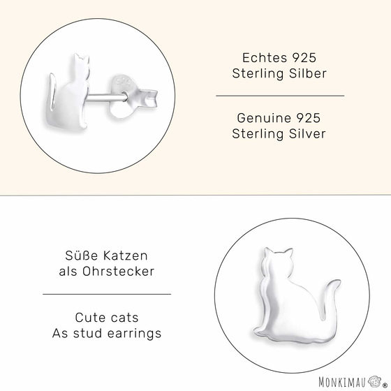 Katzen Ohrringe aus 925 Silber