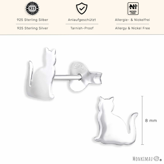 Katzen Ohrringe aus 925 Silber