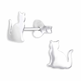 Auf dem Bild zu sehen sind Katzen Ohrringe aus 925 Silber